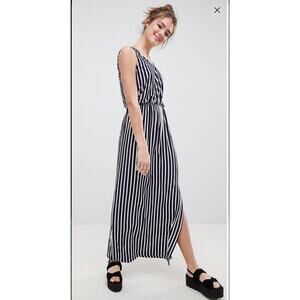 ASOS Blend She Black & White Stripe Maxi Dress Size Large